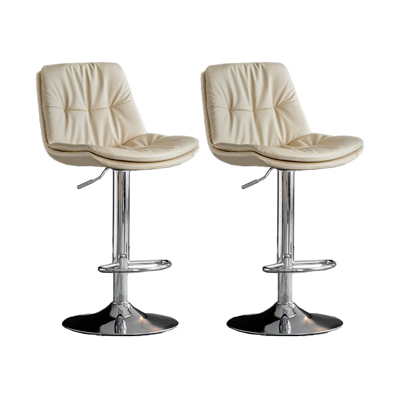 Scandinavian Metal Barstool Faux Leather Counter Stool With Chrome Base in Matte Finish