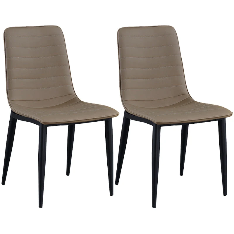 Industrial Faux Leather Chairs Armless Side Chairs with Metal Legs for Home Use