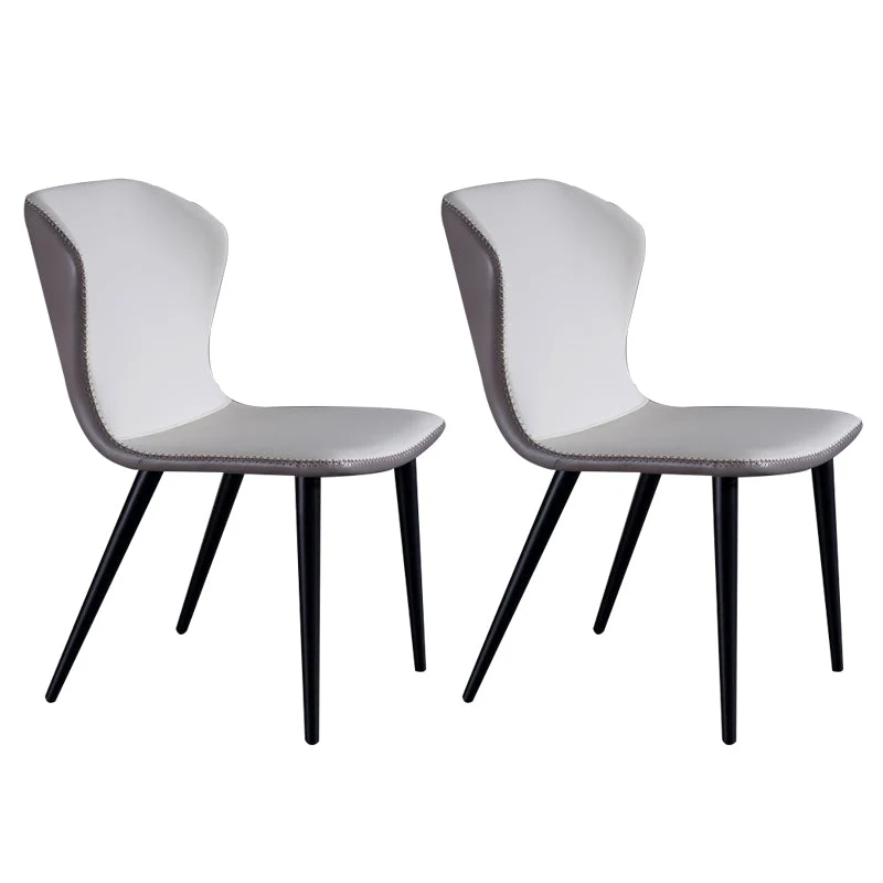 Industrial Solid Back Chairs Armless Side Chairs with Metal Legs for Home Use