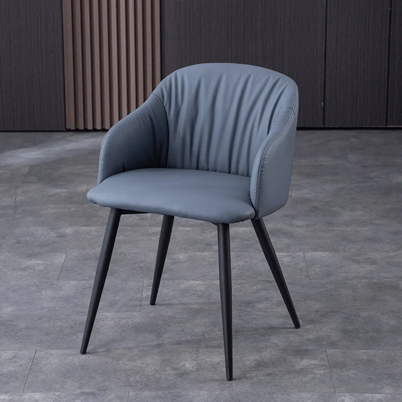 Industrial Faux Leather Dining Chair Upholstered Arm Chair with Metal Legs