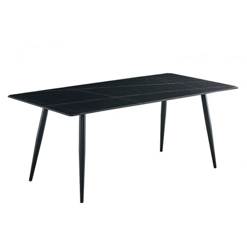 Rectangle Industrial Stone Table Standard Height Kitchen Table with 4 Legs