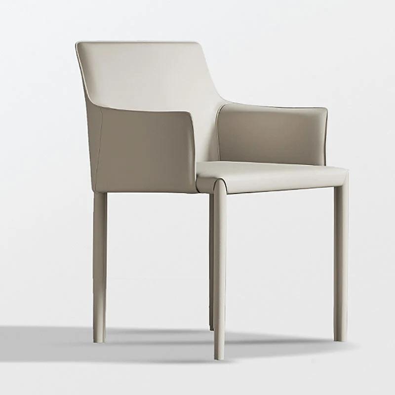 Minimalist Solid Back Chair for Home Use Leather Dining Side Chair
