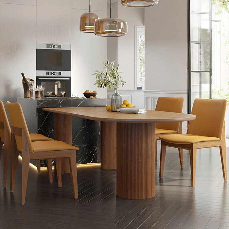 Solid Wood Top Dining Table Modern Dining Table with 4 Pine Wood Legs