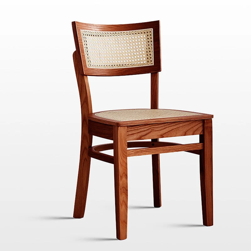 Modern Rattan Square Bar Stool Solid Wood Armless Bar Stool for Living Room