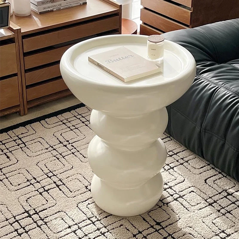 Modern Minimalist Oval Fiberglass Side Table For Living Room