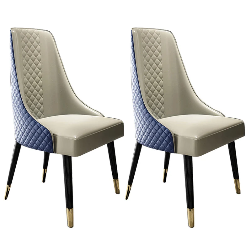 Faux Leather Kitchen Dining Chair Glam Upholstered Dining Chair with Wood Legs