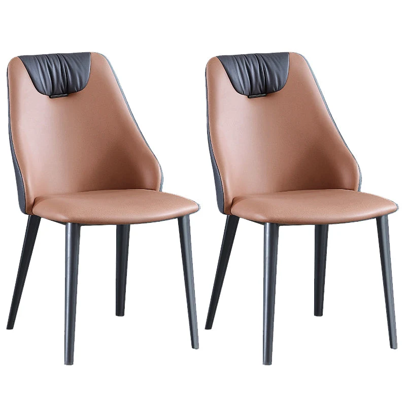 Industrial Style Faux Leather Chairs Armless Side Chairs with Metal Legs for Home Use