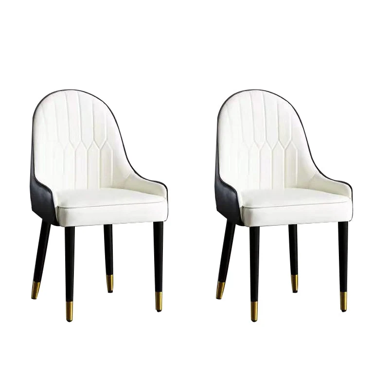 Glam Upholstered Dining Chairs Faux Leather Kitchen Dining Chair with Wood Legs