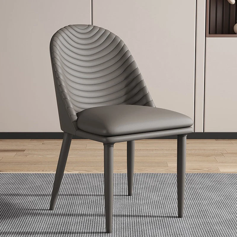 Contemporary Faux Leather Chair Armless Side Chairs with Metal Legs for Kitchen
