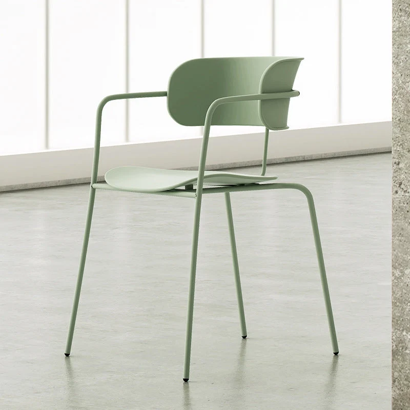 Contemporary Metal Dining Room Chair Arm Open Back Dining Side Chair for Dining Room