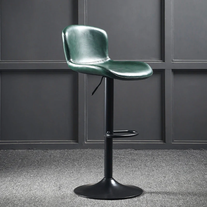 Industrial Adjustable Height Swivel Bar Stool Faux Leather Upholstered Bar Stool
