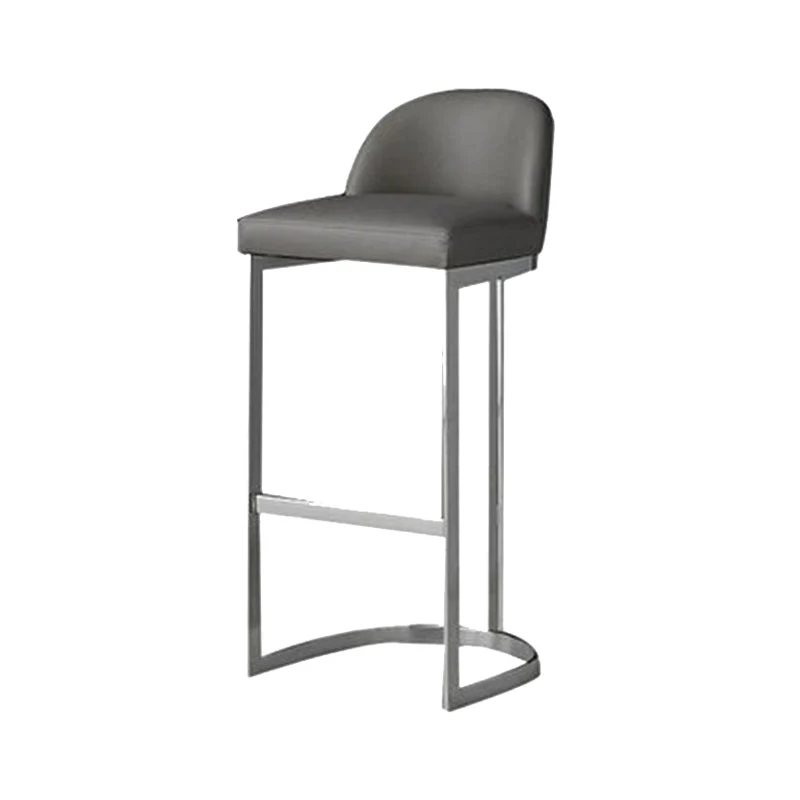 Glam Gray Metal Barstool Faux Leather Upholstered Counter Stool with Gold Base
