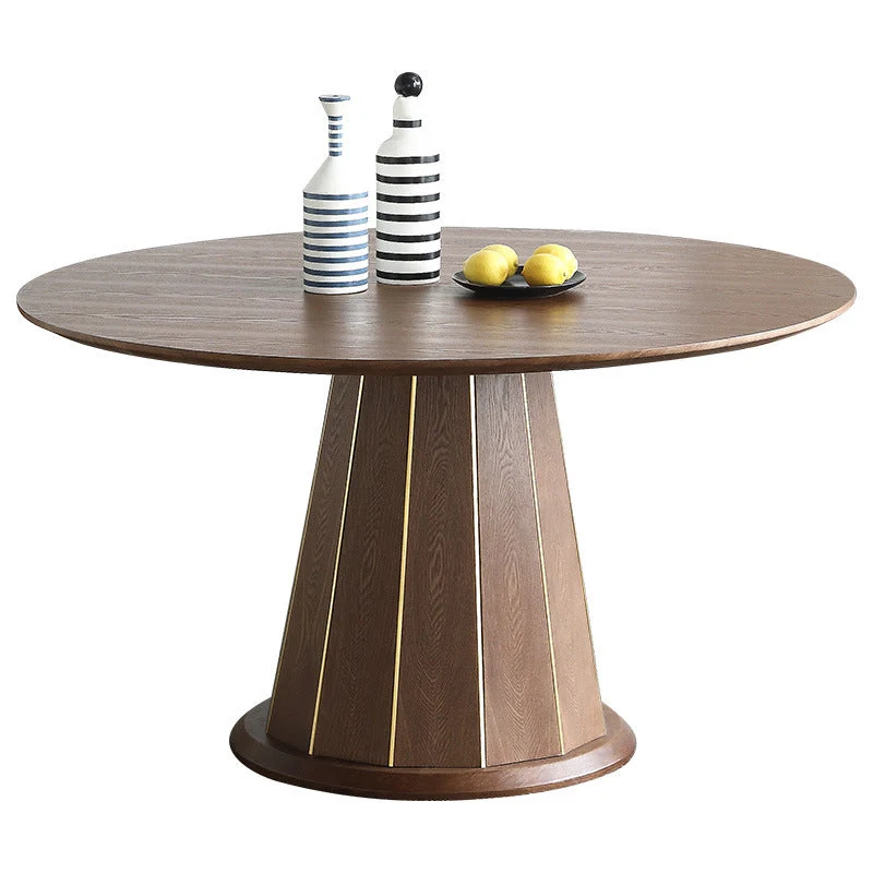 Wood Contemporary Round Dining Table Matte Finish Pedestal Table for Home