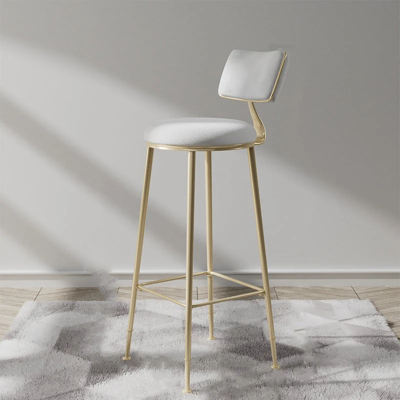Glam Metal Barstool Fabric Counter Stool in Matte Finish for Indoor