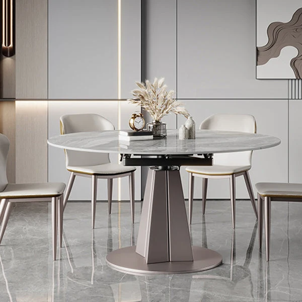Stone Top Dining Table Round Dining Table with Pedestal Base