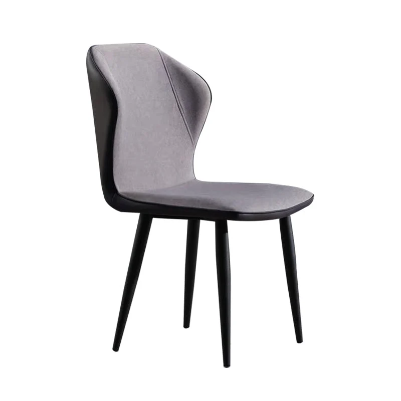 Industrial Upholstered Faux Leather Chair Wingback Side Chair with Metal Legs