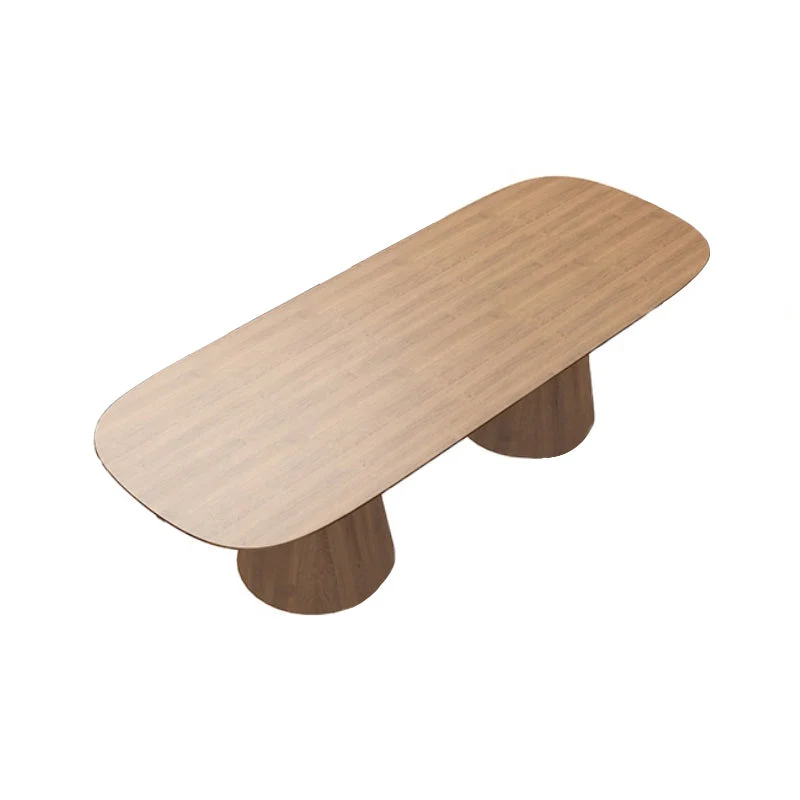Contemporary Dining Table Pine Solid Wood Dining Table with Double Pedestal