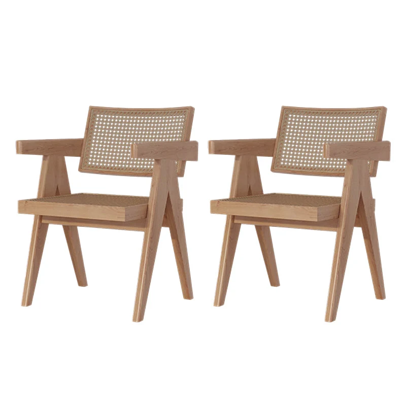 Wood Side Dining Arm Chair Traditional Open Back Dining Side Chair in Natural
