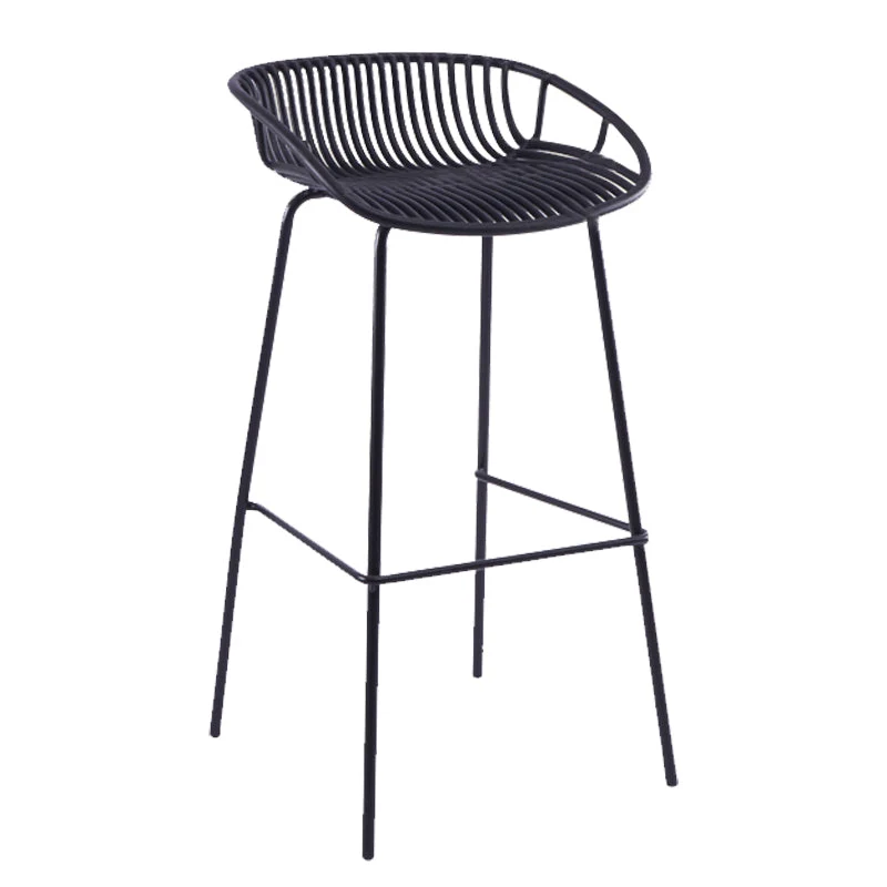 Modern Plastic Contoured Seat Iron Base Footrest Stool for Living Room
