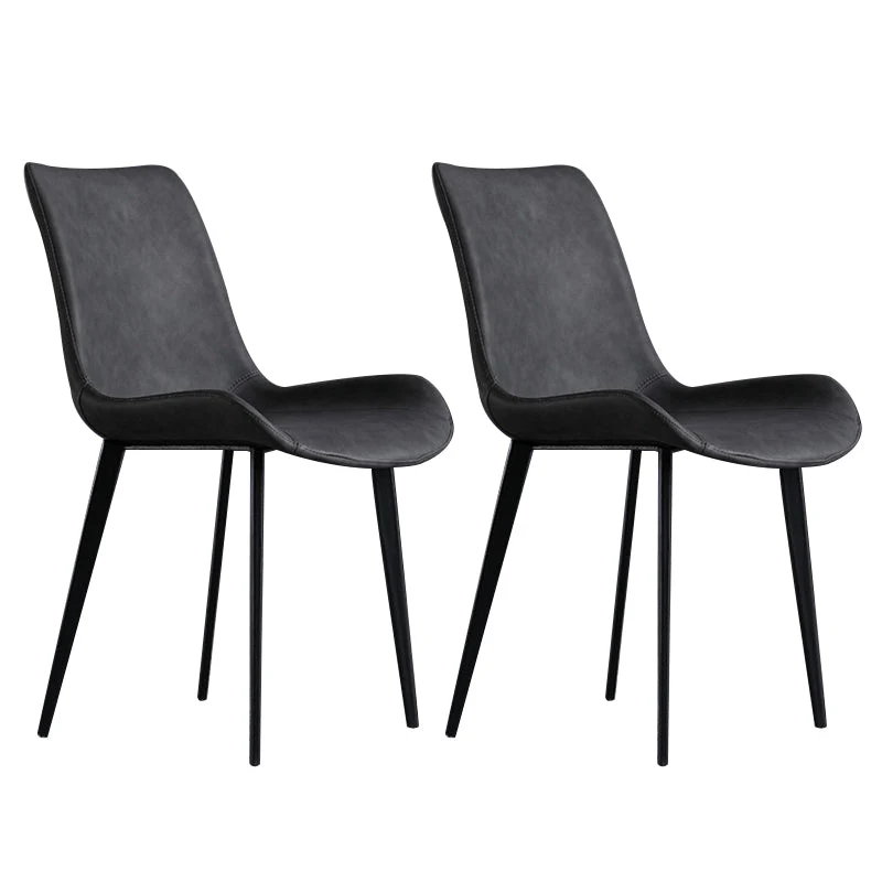 Kitchen Dining Armless Chair Faux Leather Dining Chair in Grey