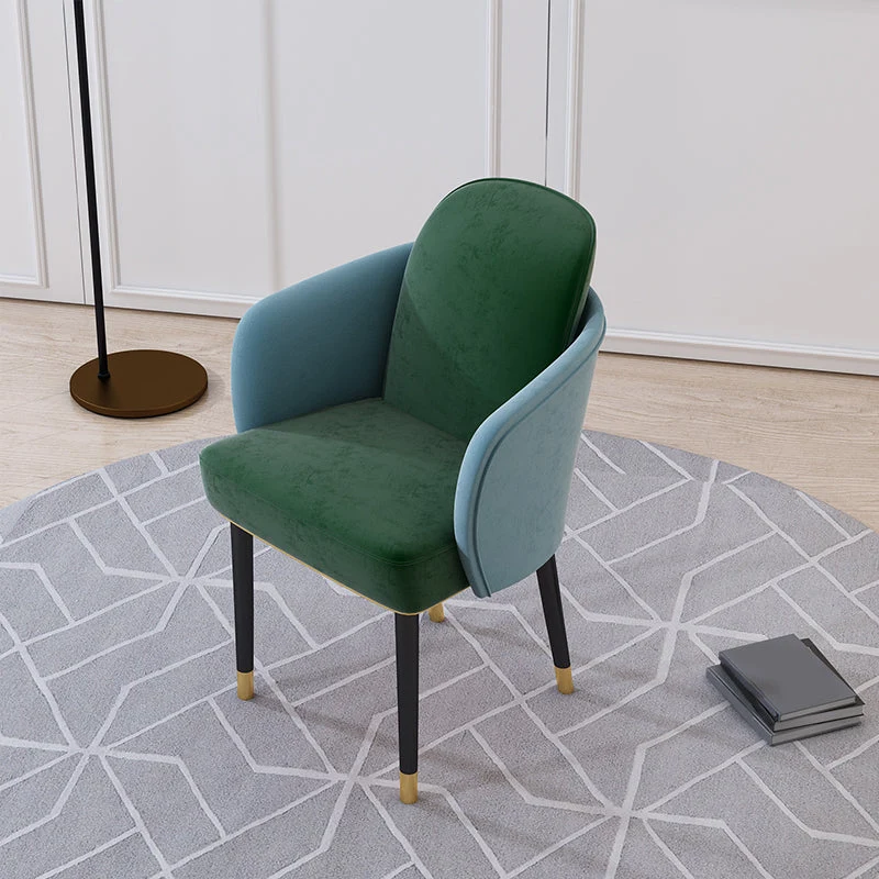 Upholstered Velvet Arm Chair Industrial Parsons Chair with Metal Legs