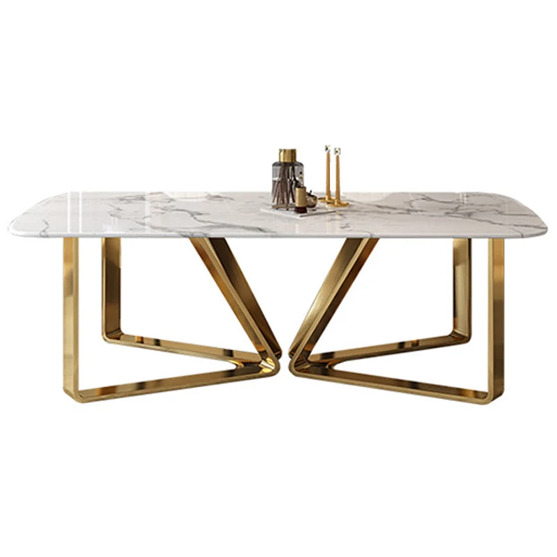 Traditional Luxury Metal Base Table Rectangle Dinner Table for Home