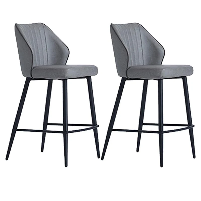Contemporary Faux Leather Counter Stools Metal Bar Stool for Home Use