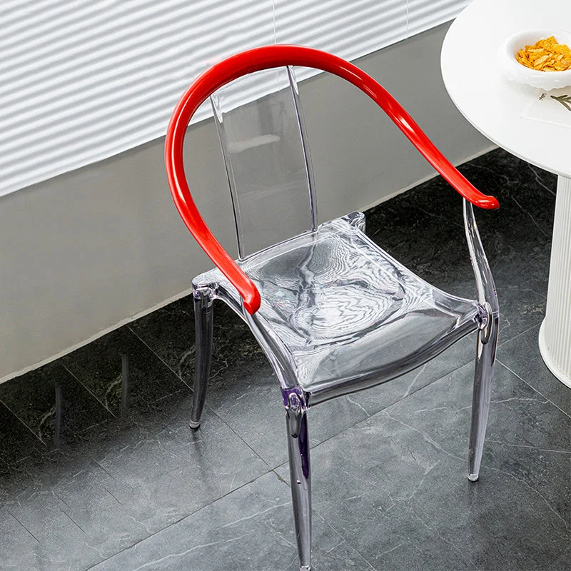 Glam Acrylic Frame Dining Armchair Slat Back Stacking Arm Chair