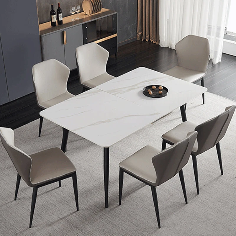 Simplicity Rectangle Home Fixed Desk Extendable Sintered Stone Dining Table