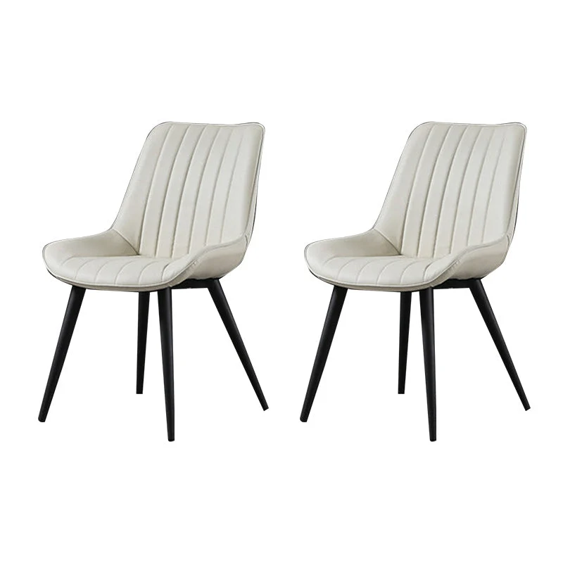 Industrial Style Faux Leather Chair Armless Side Chairs with Metal Legs for Kitchen