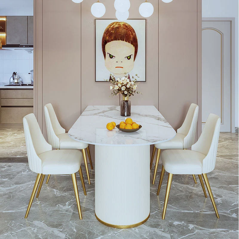 Slate and Metal Table Glam Style Simple Restaurant Freeform Dining Table