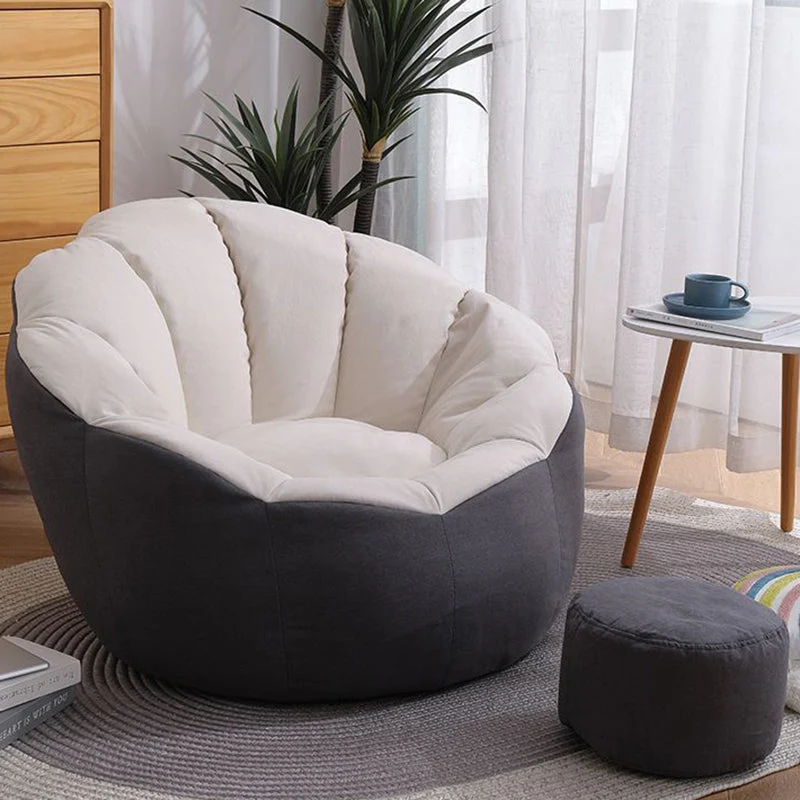 Contemporary Scandinavian Fine Cotton EPS Petal Lazy Round Sofa Footrest For Living Room