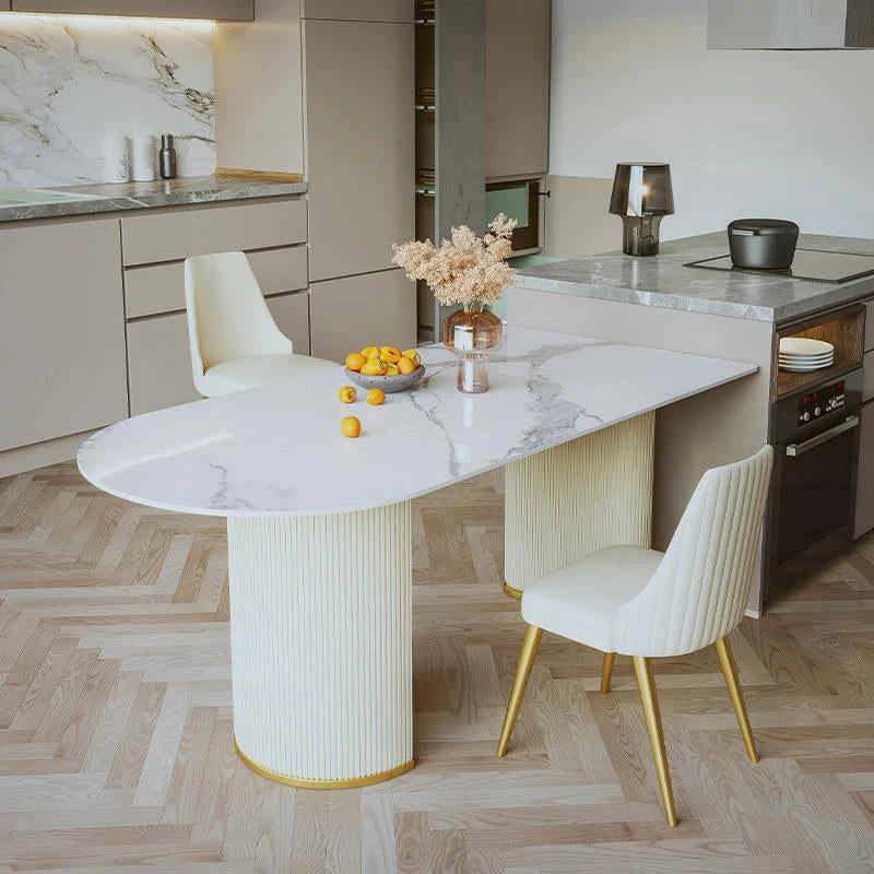 Sintered Stone White Dining Table Traditional Luxury Dining Table for Home Use