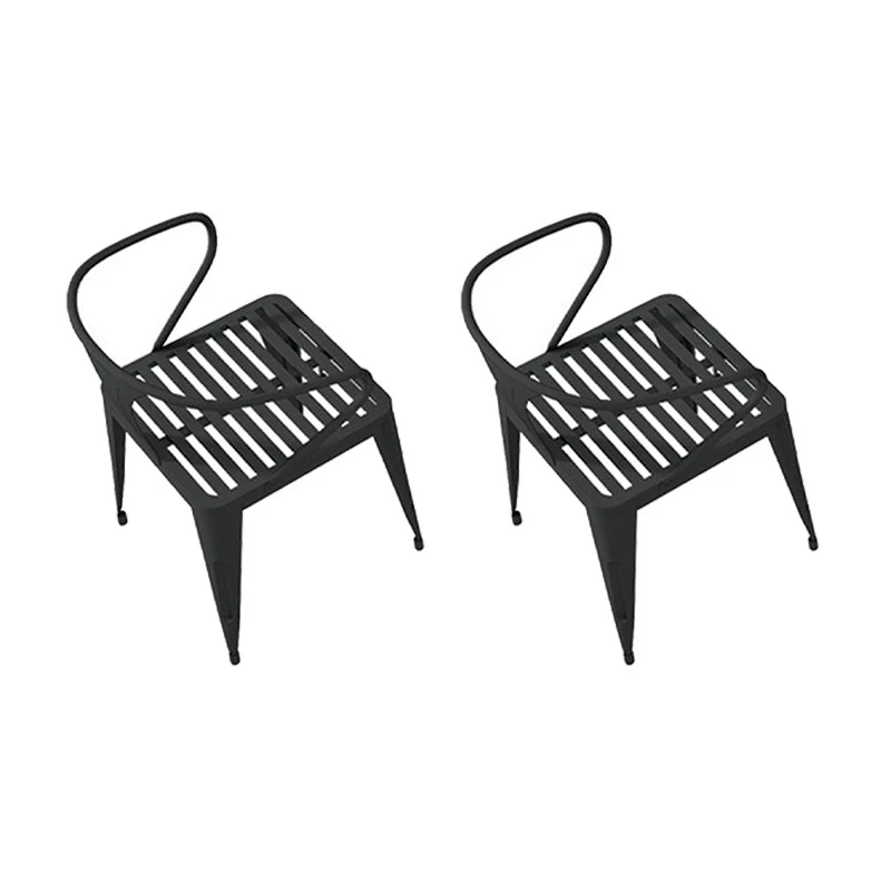 Industrial Metal Kitchen Dining Chair Slat Back Stacking Arm Chair