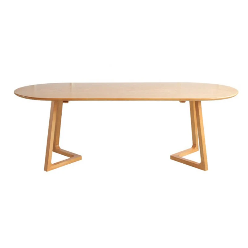 Simple Style Oval Wood Table Sled Solid Wood Base Home Table
