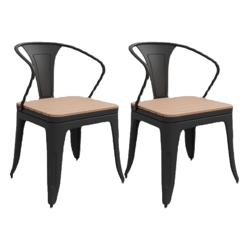 Industrial Kitchen Dining Chairs Metal Slat Back Chairs in Black