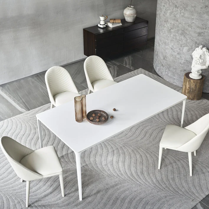 Modern Style White Dining Table Sintered Stone Rectangle Table for Home