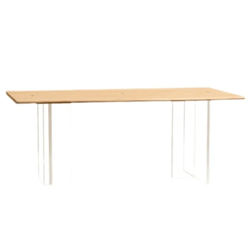 Pine Solid Wood Dining Site Table Modern Acrylic Double Pedestal Table