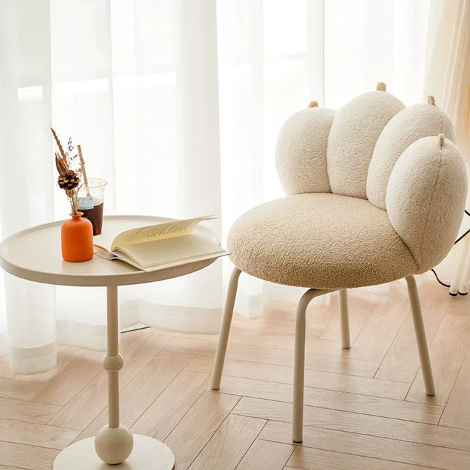 Contemporary Creative Cat's Paw Sherpa Fabric Iron Vanity Stool Backrest For Bedroom