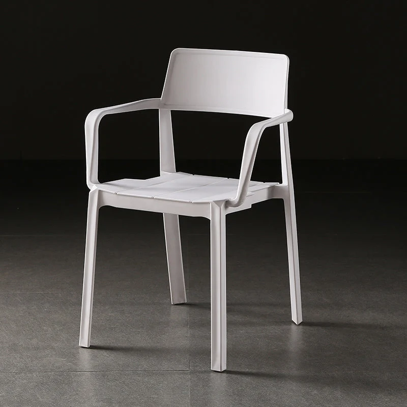 Stacking Plastic Arm Chair Glam Open Back Dining Arm Chair for Dining Room