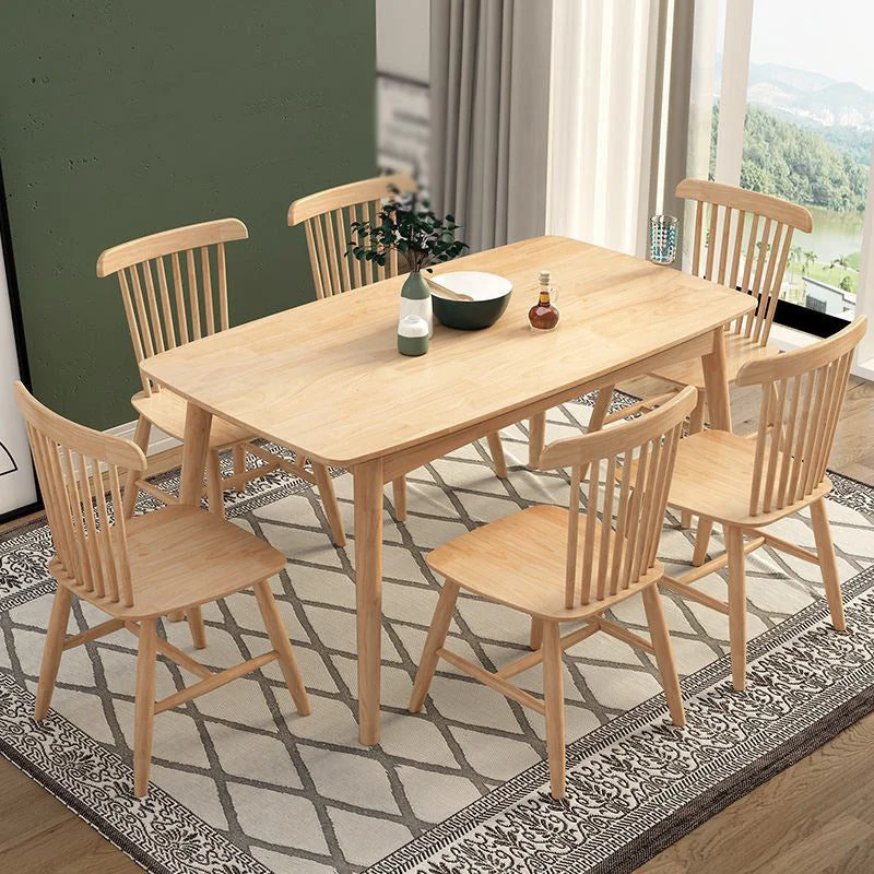 Modern Rectangle Solid Wood Table Standard Height Dining Table with 4 Legs