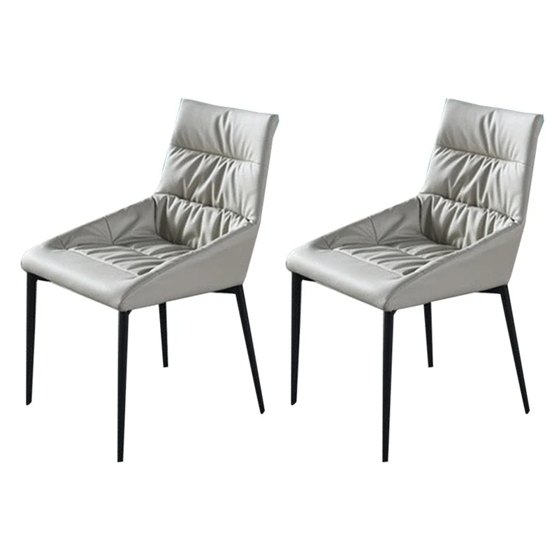 Modern Style Faux Leather Chair Armless Side Chairs with Metal Legs for Kitchen
