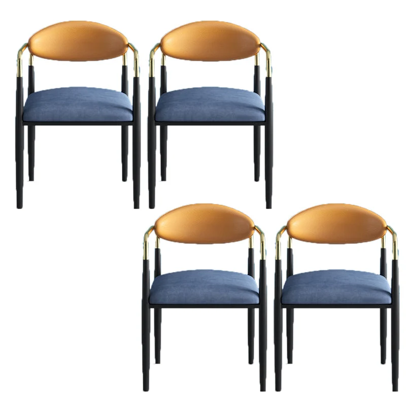 Glam Arm Chair Metal Legs Open Back Dining Chair for Home Use
