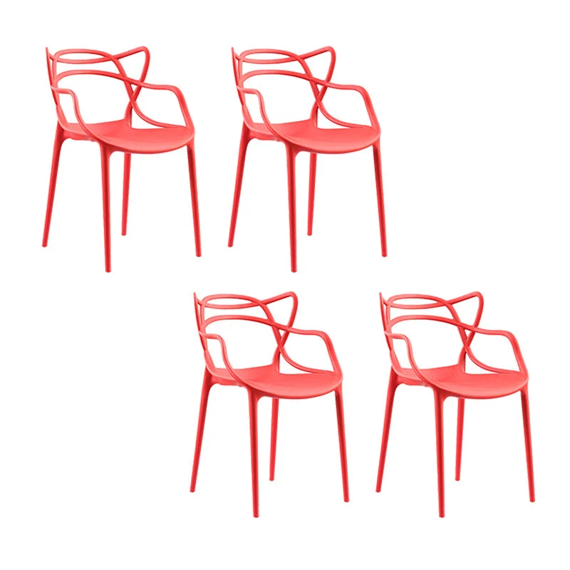 Nordic Style Arm Side Chairs Open Back Chairs with Plastic Legs for Kitchen