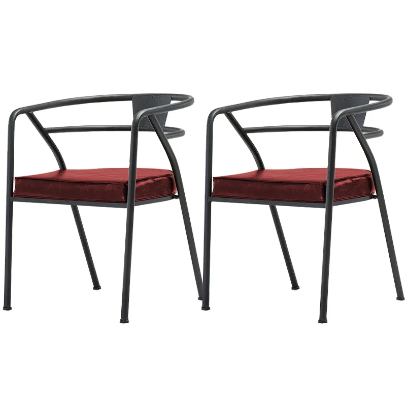 Industrial Upholstered Dining Chairs Metal Open Back Dining Chairs