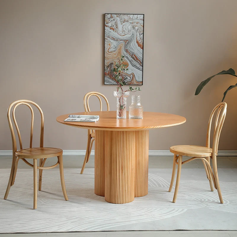Modern Brown Wood Dining Table Round Dining Table for Kitchen