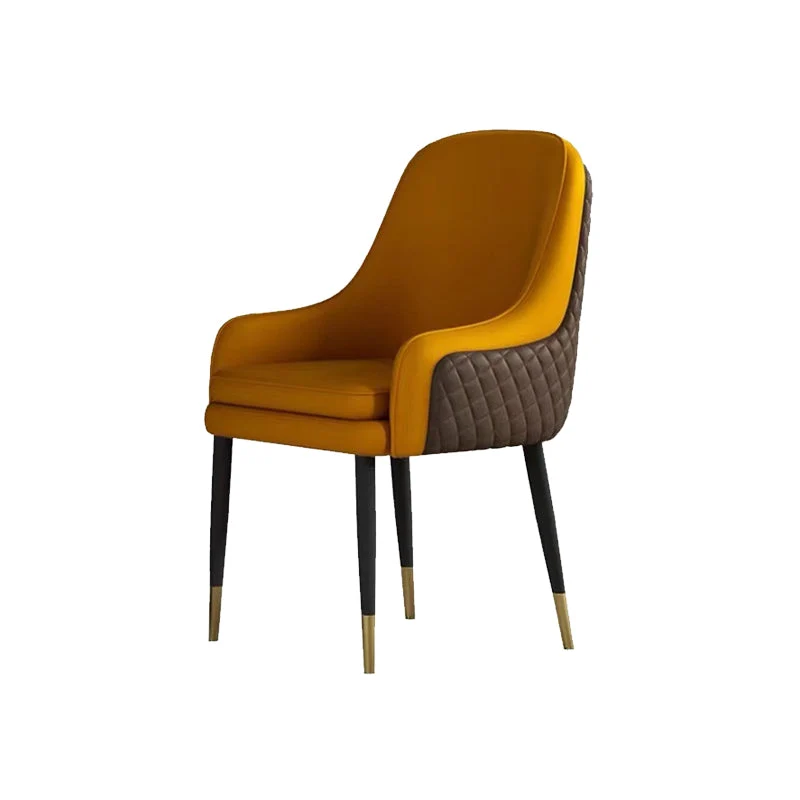 Glam Parsons Arm Chair Leather Upholstered Indoor Dining Chair