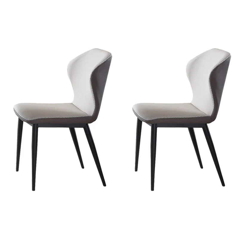 Wingback Side Chairs Faux Leather Kitchen Dining Armless Chairs