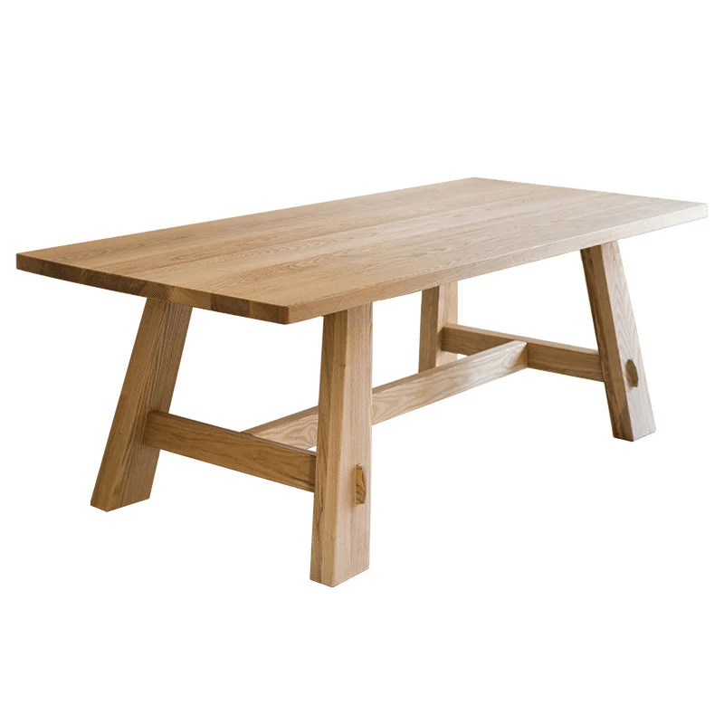 Contemporary Style Dining Table Natural Rectangle Solid Wood Dinner Table