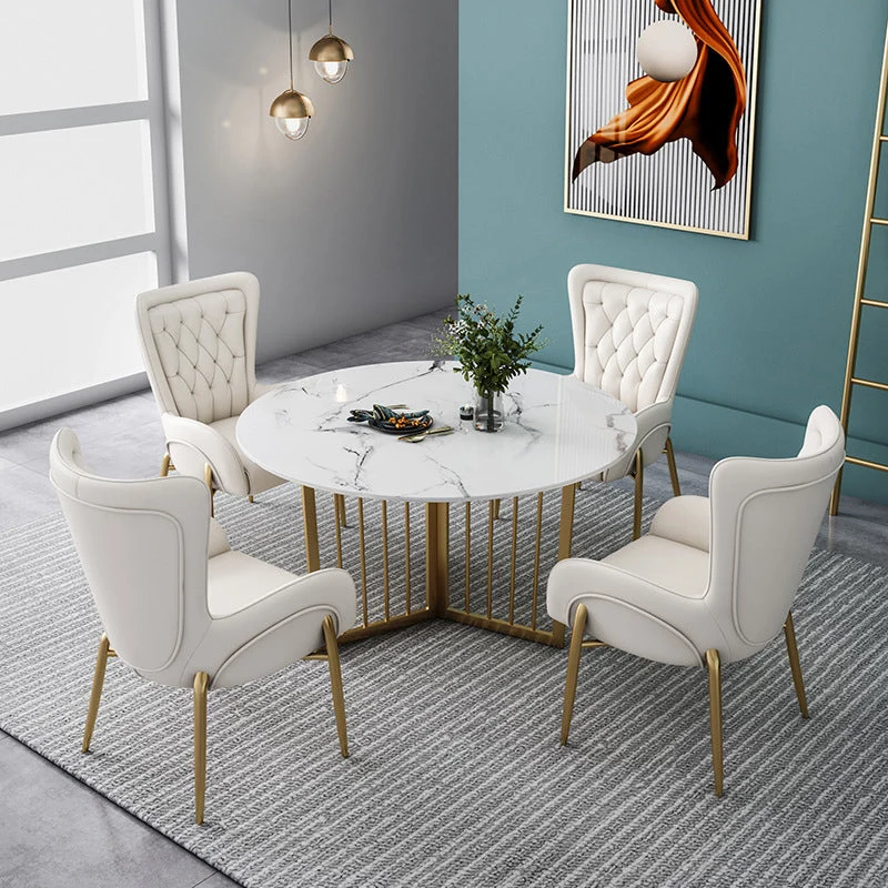 Modern Stone Dining Table Round White Dining Table for Kitchen